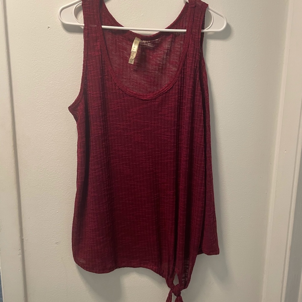 Plus Sized Maroon Front Tie Tank Top